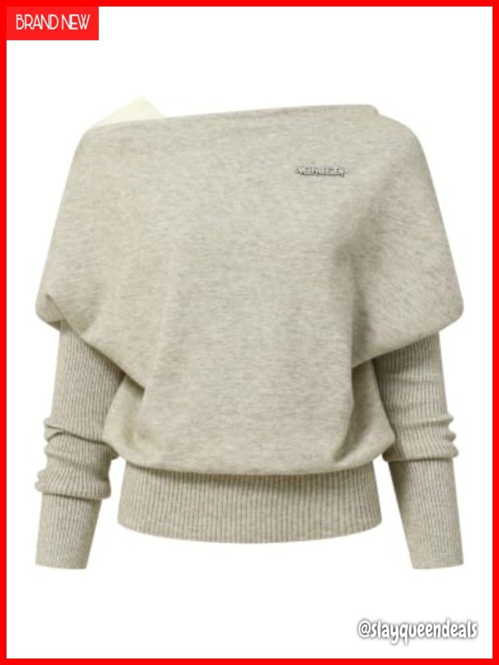 Women's Off Shoulder Knit Sweater Batwing Sleeve Cropped Relaxed Fit Pullover